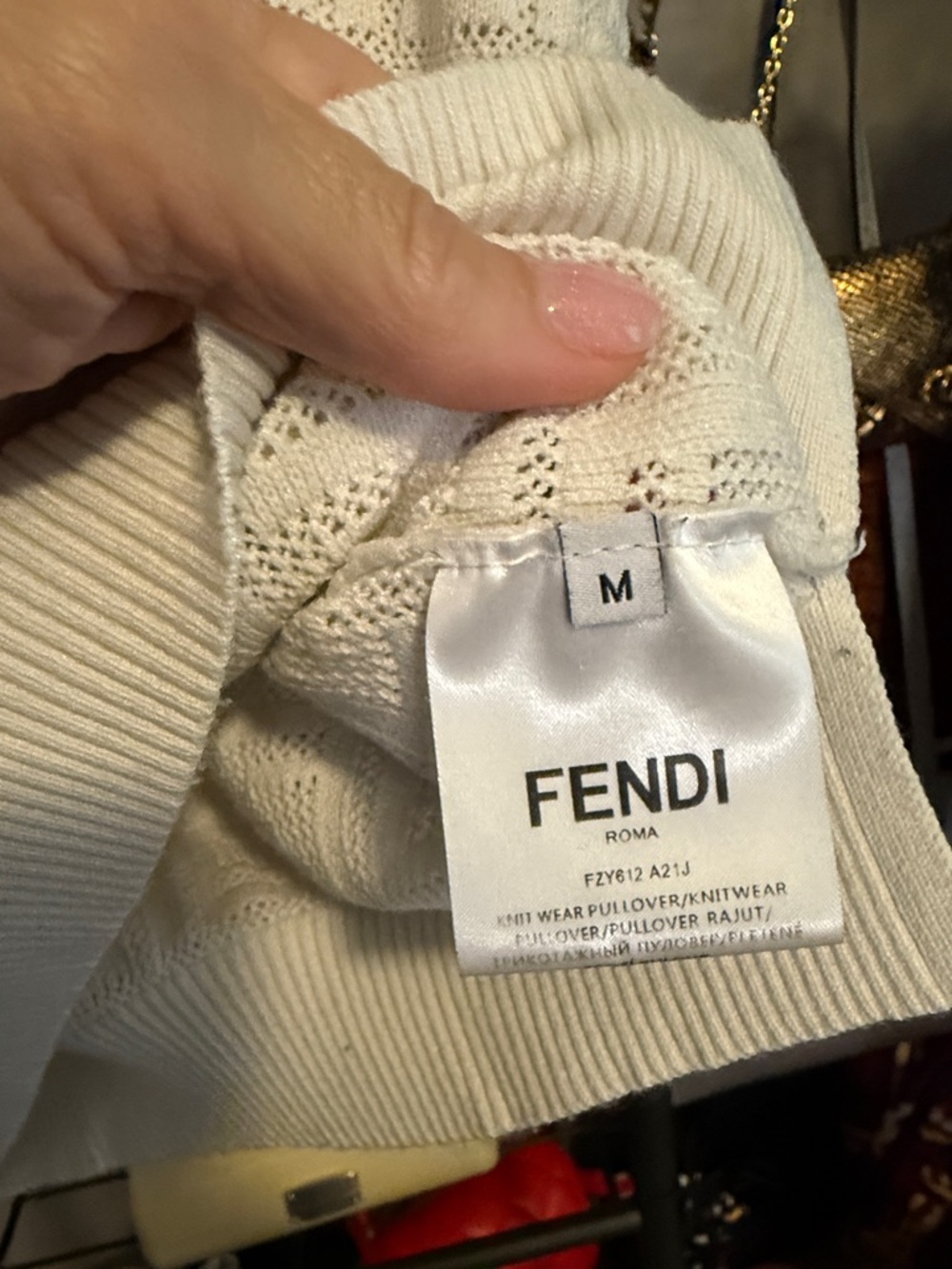 Fendi Ivory Knit Short Sleeve Sweater - Picture 5 of 6